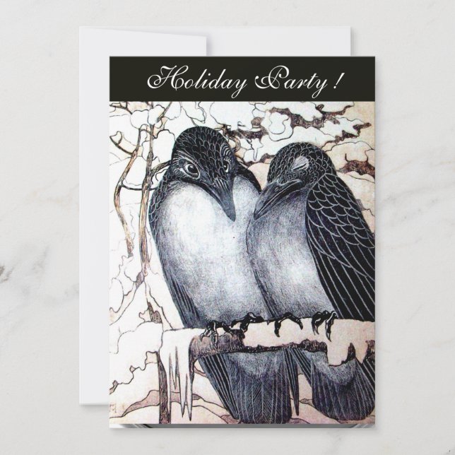 INVITACIÓN PÁJAROS DE AMOR DE INVIERNO  DAMASCO NEGRO BLANCO  (Anverso)