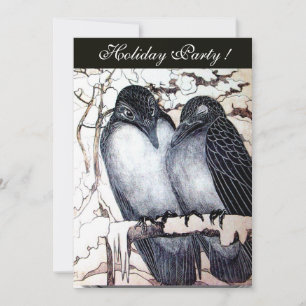 INVITACIÓN PÁJAROS DE AMOR DE INVIERNO DAMASCO NEGRO BLANCO