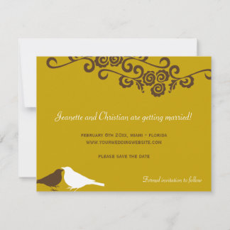 Invitación Pájaros de amor de jardín marrón claro boda guarda