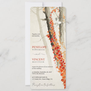 Invitación Pájaros de Amor de Otoño - Boda de Arte Japonés An