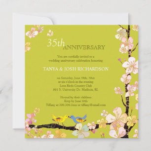 Invitación Pájaros de Amor de Primavera 35 Aniversario de Bod