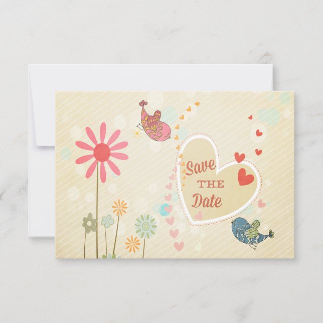 Invitación Pájaros de Amor Lindos Salvan la Fecha (Anverso)