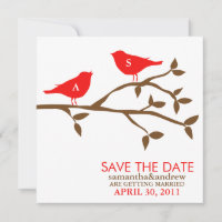 Pájaros de Amor Monogramados para Boda Save the Da