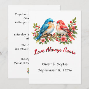 Invitación Pájaros de Amor Personalizados Acuarela Boda Anive