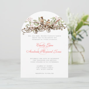 Invitación Pájaros de amor rosados y verdes