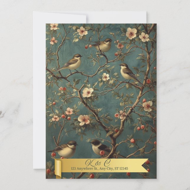 Invitación pájaros de boda (Reverso)