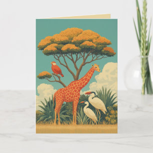 Invitación Pájaros de jirafa y Safari