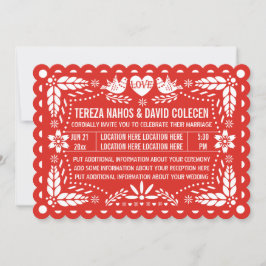 Invitación Pájaros de papel picado pájaros rojos Fiesta mexic