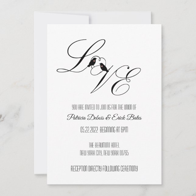 Invitación Pájaros del Amor (Anverso)