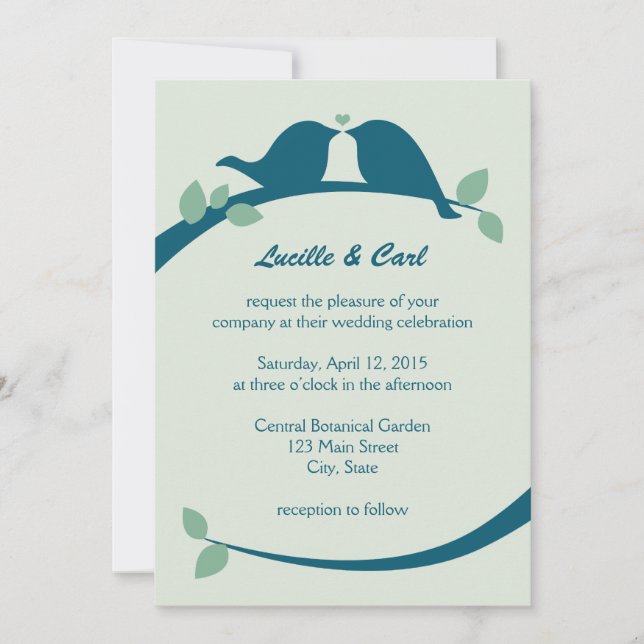Invitación Pájaros del amor de los azules marinos que casan (Anverso)