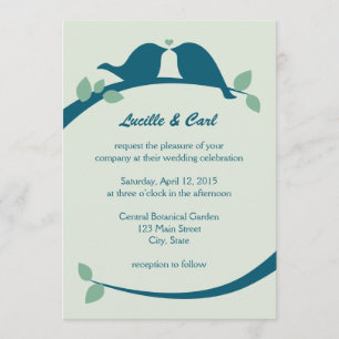 Invitación Pájaros del amor de los azules marinos que casan