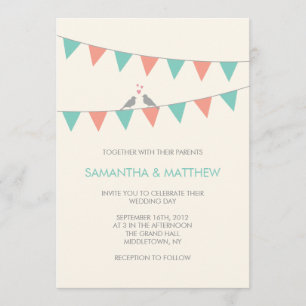Invitación Pájaros del amor del empavesado que casan la