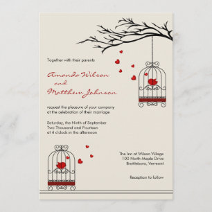 Invitación Pájaros del amor en Birdcages que casan