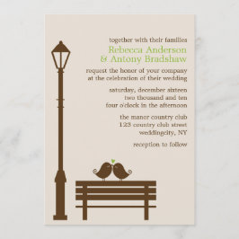 Invitación Pájaros del amor en la boda del banco de parque