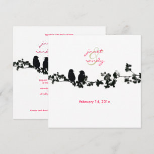 Invitación Pájaros del amor negros y blancos