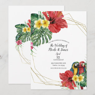 Invitación Pájaros del paraíso tropical Flor de boda