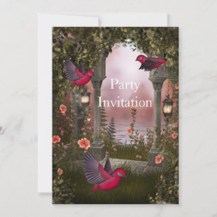 Invitación Pájaros Invitación de fiesta gratis Roj