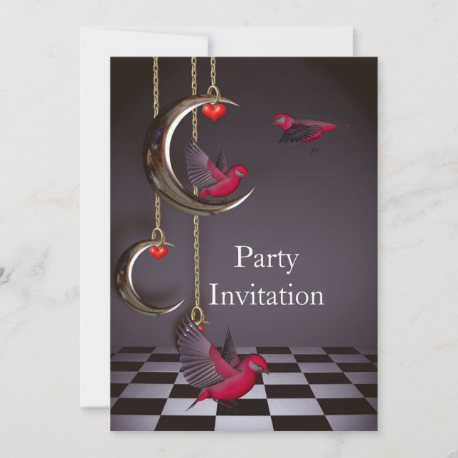 Invitación Pájaros Invitación de Fiesta Gratuita R (Anverso)
