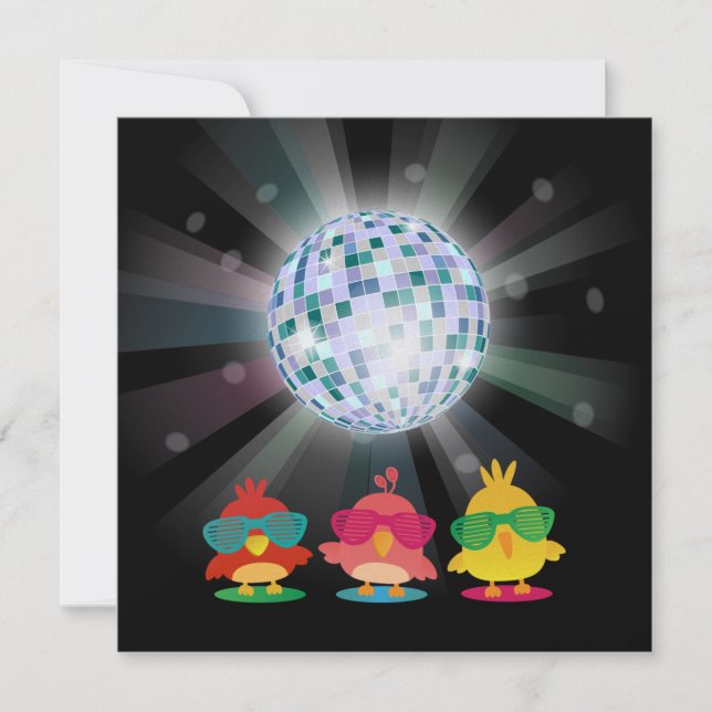 Invitación Pájaros lindos con las sombras que bailan y que (Anverso)