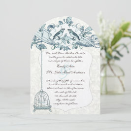 Invitación Pájaros Vintage de roble de ave de menta Boda de p