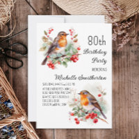 Pájaros Vintage Robin Redbreast 80 Cumpleaños