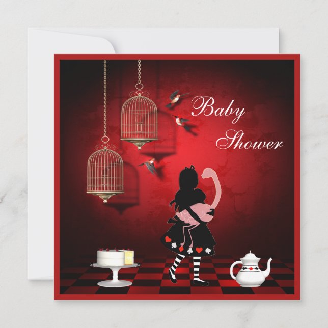 Invitación Pájaros y jaulas Baby Shower de Alicia y del (Anverso)