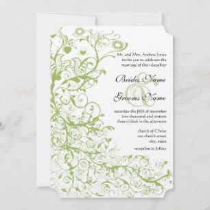 Invitación Pájaros y natación en el Boda Hidrangea Verde Hiel