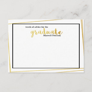 Invitación Palabra de consejo moderna con rayas de oro y blan