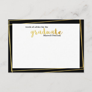 Invitación Palabra de consejo moderna en negro y dorado
