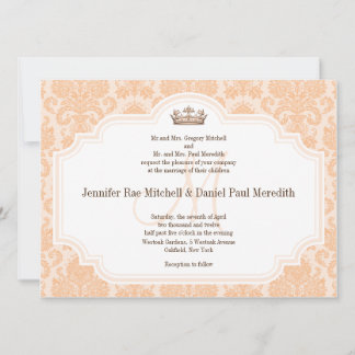 Invitación Palabras de Boda marrón de chocolate con damasco d