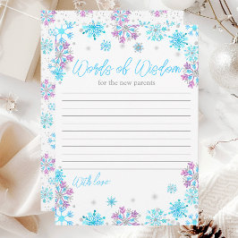 Invitación Palabras de sabiduría con copas de nieve púrpura y