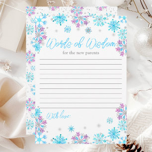Invitación Palabras de sabiduría con copas de nieve púrpura y