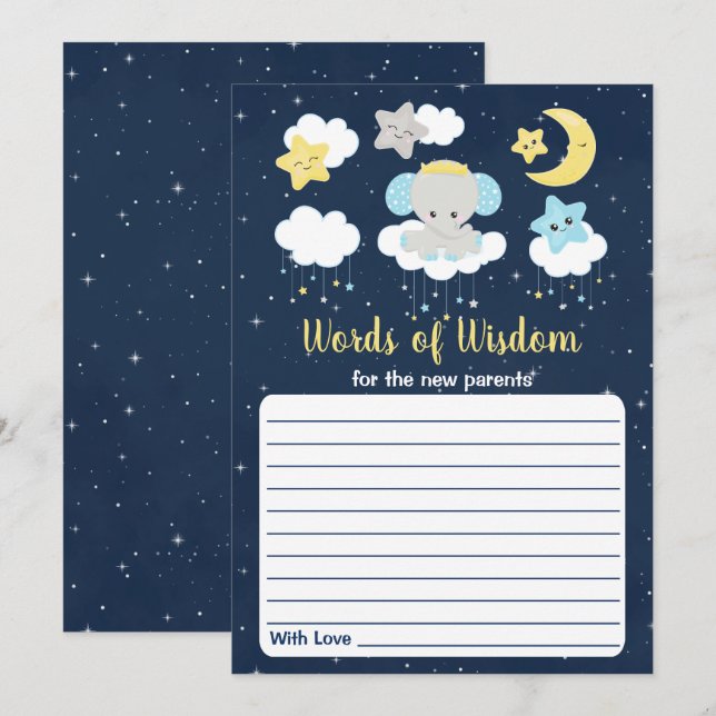 Invitación Palabras de sabiduría en Baby Shower de la marina  (Anverso / Reverso)