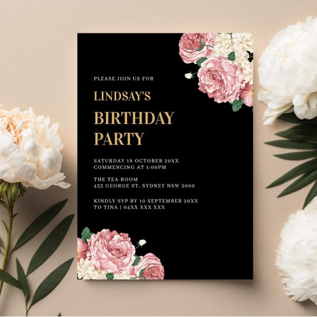Invitación Palabras florales y Rosas en la fiesta de cumpleañ (Subido por el creador)