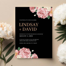 Palabras florales y Rosas sobre Boda negro