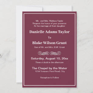 Invitación Palabras tradicionales elegantes blancas, Boda de 