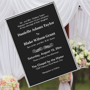 Invitación Palabras Tradicionales Elegantes Blancas Sobre Bod