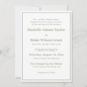 Invitación Palabras tradicionales elegantes Boda blanco verde