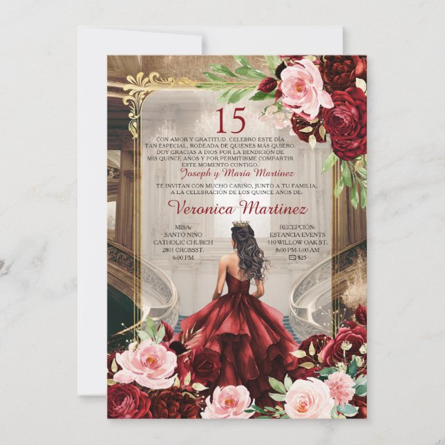 Invitación Palacio de la Princesa de Borgoña Vestido Floral R (Anverso)