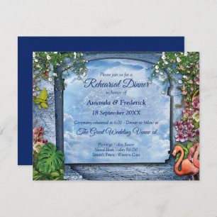 Invitación Palacio de Mármol Azul de época tropical