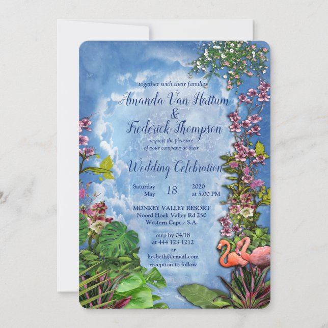 Invitación Palacio de Mármol Azul de época tropical (Anverso)