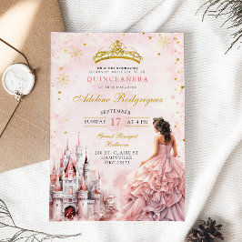 Invitación Palacio del Castillo Rosa Quinceanera Cumpleaños M