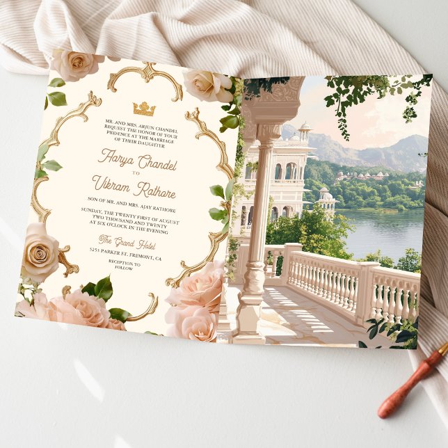 Invitación Palacio del Lago Real de Rajasthan Boda India Códi (Subido por el creador)