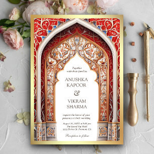 Invitación Palacio Real Arco Rojo Foto Boda India