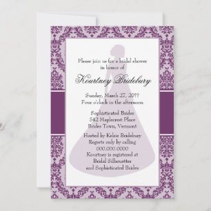 Invitación Palatinate Purple Damask Bridal Shower