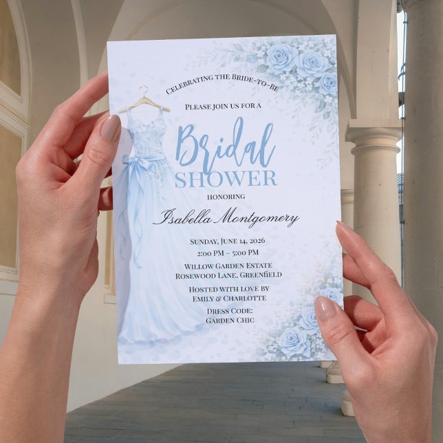 Invitación Pale Blue Bridesmaid Dress Bridal Shower (Pale Blue Bridesmaid Dress Bridal Shower Invitations
)