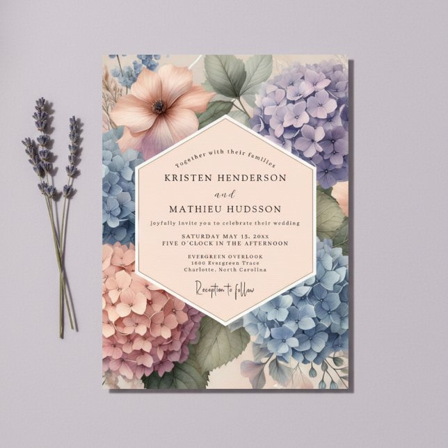 Invitación Pale Blue Hydrangea Floral Wedding (Subido por el creador)