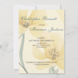 Invitación Pale Butter Yellow Soft Blue Floral Wedding