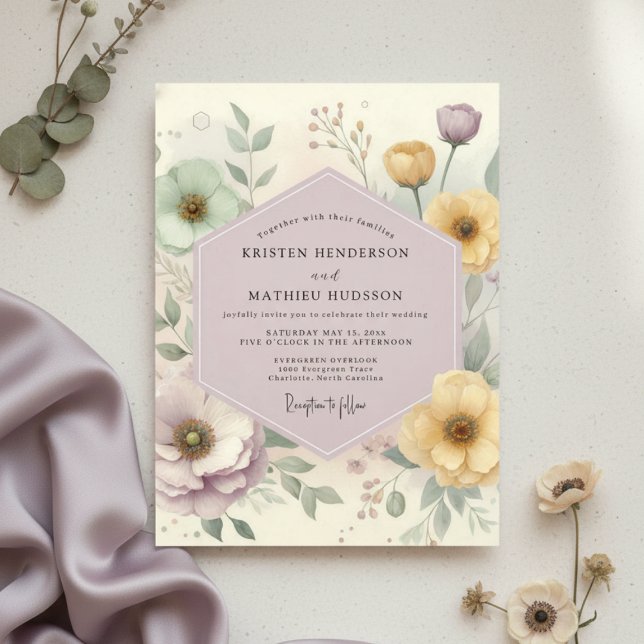 Invitación Pale Lavender Floral Whimsical Wedding (Subido por el creador)