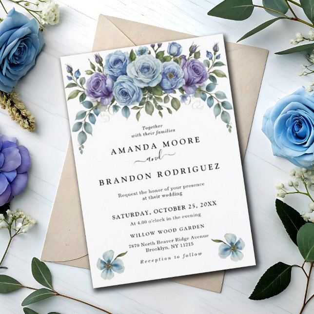 Invitación Pale Lilac Dusty Blue Botanical Garden Wedding (Subido por el creador)